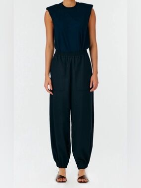 Tibi Chalky Drape Joggers pull on elastic waist black (medium)